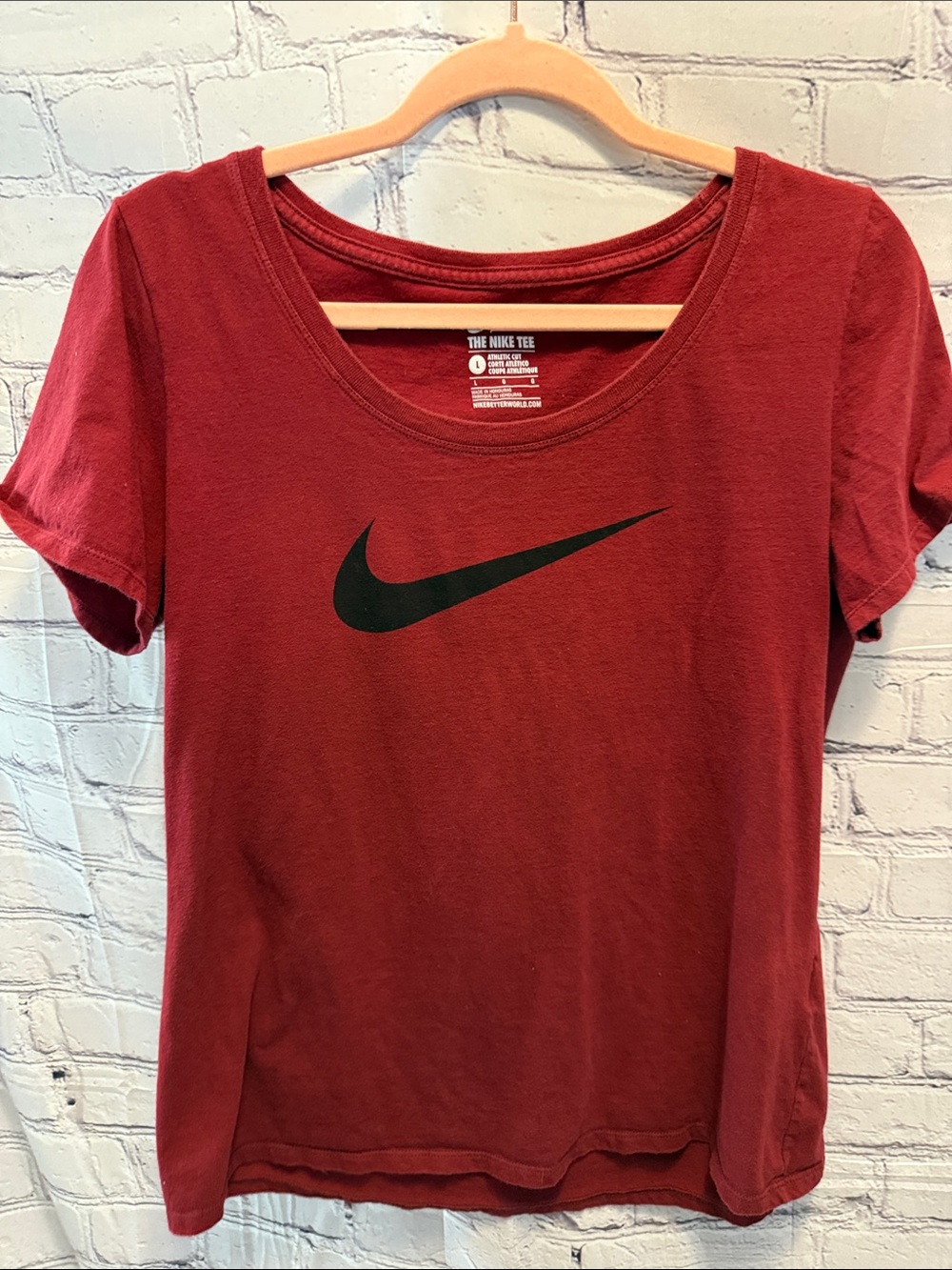 Nike Kids Maroon Scoop Neck Tee with Black Swoosh